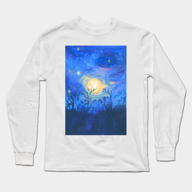 zen moon landscape Long Sleeve T-Shirt by erinkatearcher